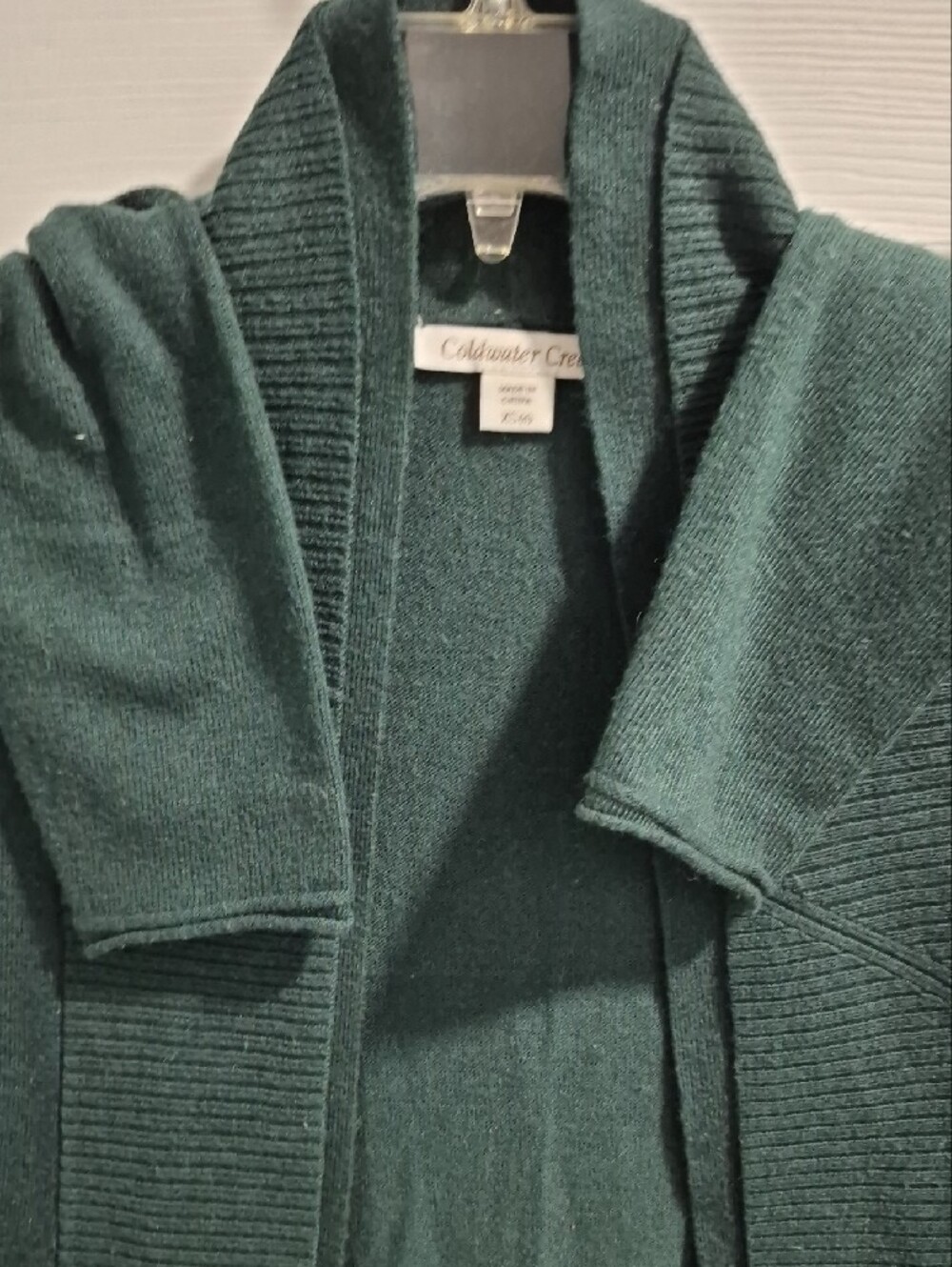 Coldwater Creek Dark Teal Open-Front Ribbed Shawl Collar Cardigan - Picture 4 of 4